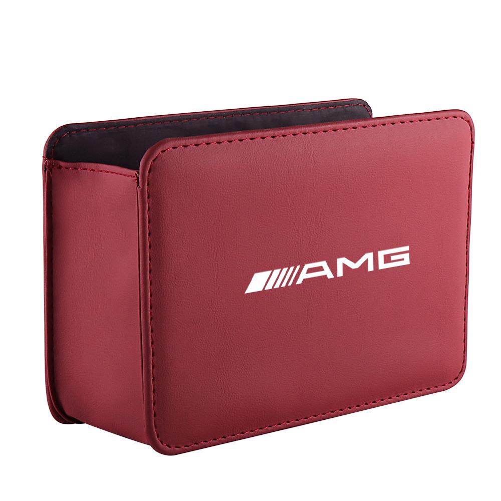 Car Door Storage Box Leather Auto Emblem Seat Back Trash Can For Mercedes Benz AMG W203 W206 W220 W205 W211 W212 W201 W210 W108