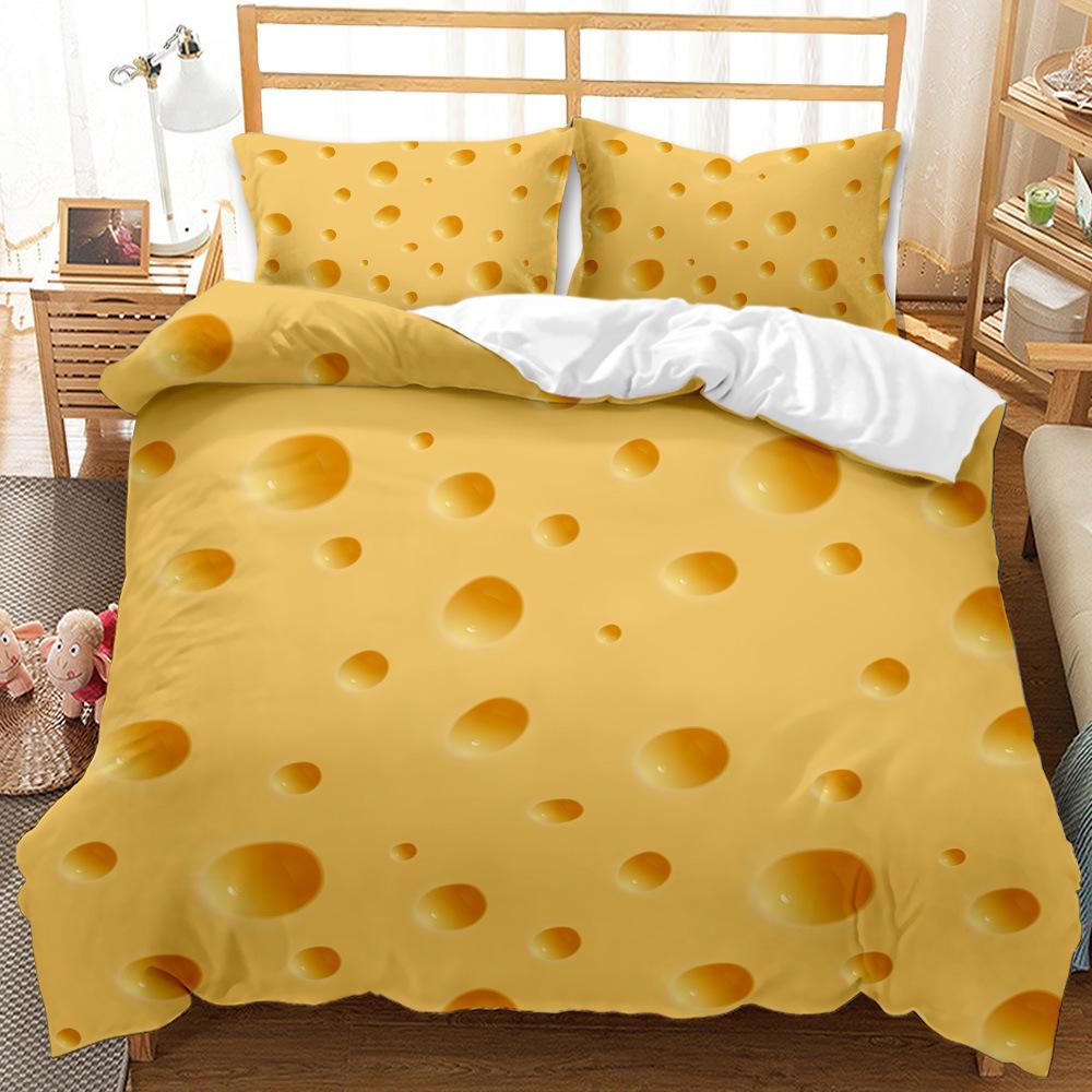 Delicious Food Donut Pizza Three-Piece 3D Digital Printing Quilt Cover Pillowcase Bedding