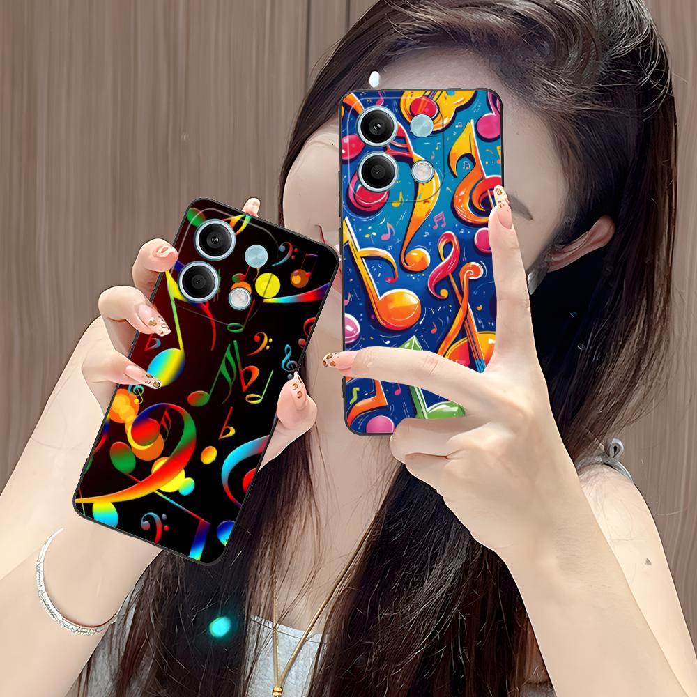 Musical Note Staff Mobile Phone Case for POCO M7 M6 M5 M4 M3 X7 X6 X5 X4 X3 Pro GT 5G Colorful Printing Cover Luxury Cellphones