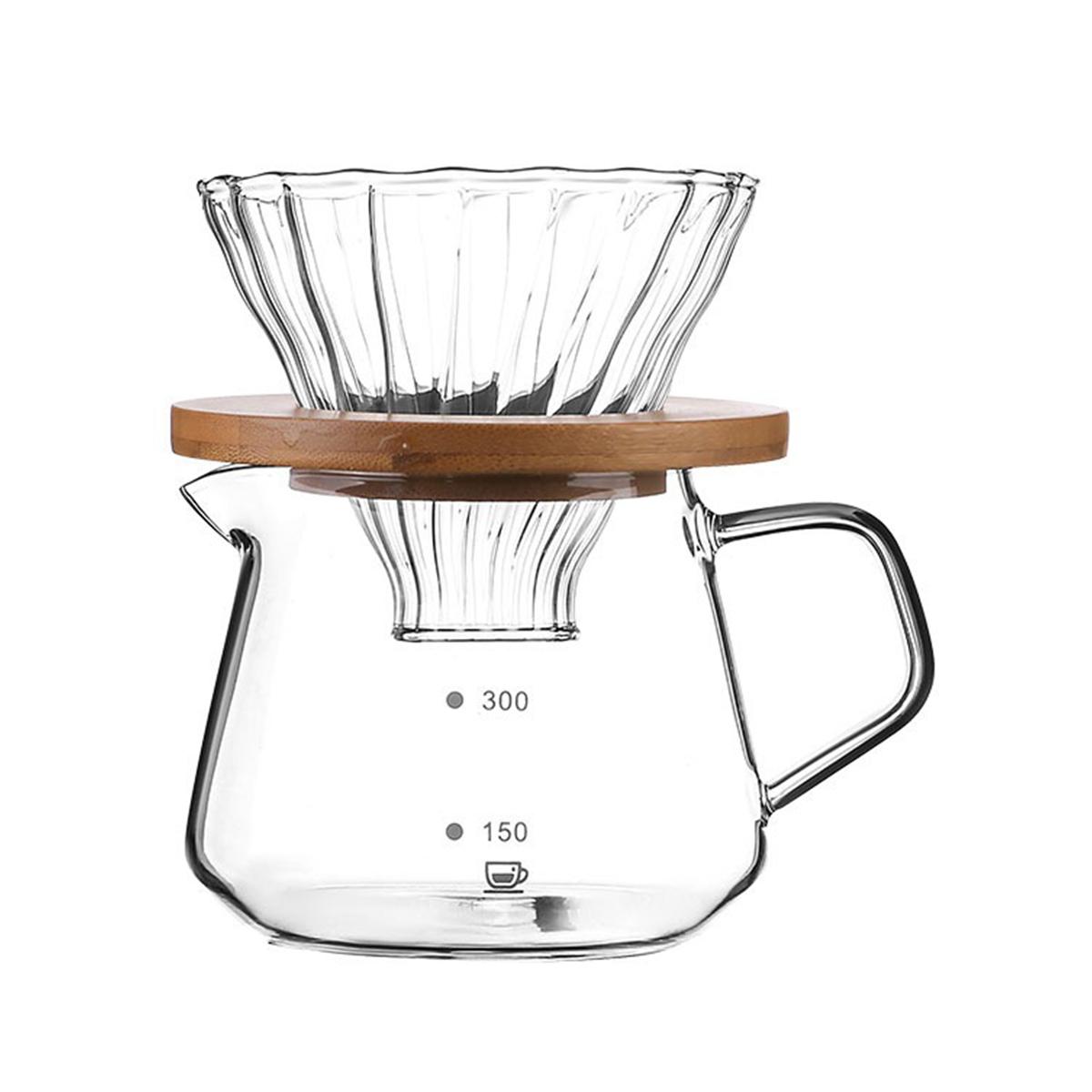 

Набор стеклянных кофейных принадлежностей для капельной кофеварки 300/600 мл, стеклянная кофеварка со стеклянной кофейной воронкой/фильтром и бамбуковой подставкой