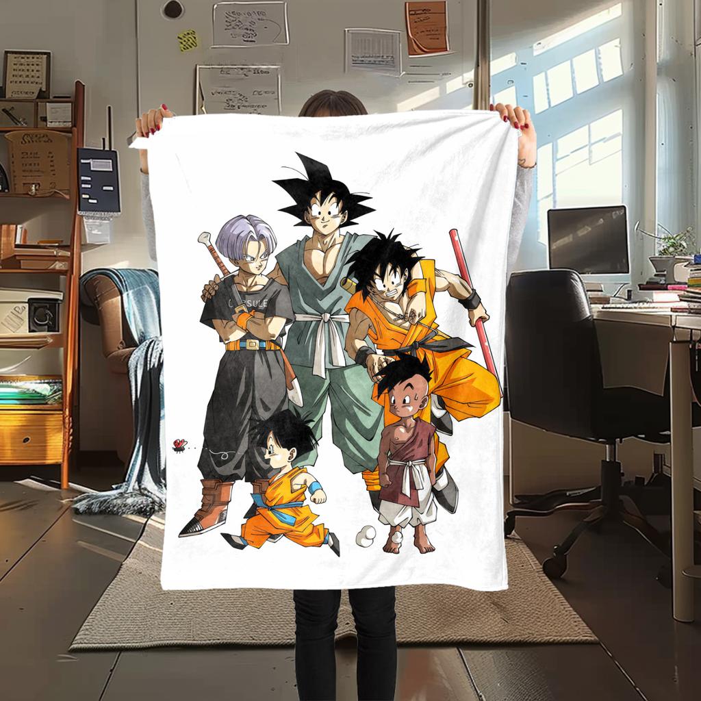 1 ks flanelová deka s potiskem DRAGON BALL, Vysoká kvalita, Pro všechna roční období, Domácí dekorace, Teplo a pohodlí, Perfektní jako vánoční dárky