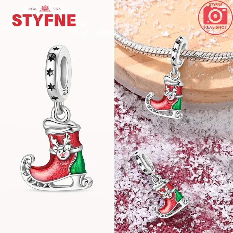 Coppersanta Claus Elk Socks Christmas Charms Beads Fit Original Bracelets Diy Party Jewelry Festival Fine Gifts For Women