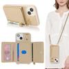 For iPhone 14/13 Case Litchi Texture Card Bag Leather+TPU Crossbody Phone Cover with Ring Kickstand