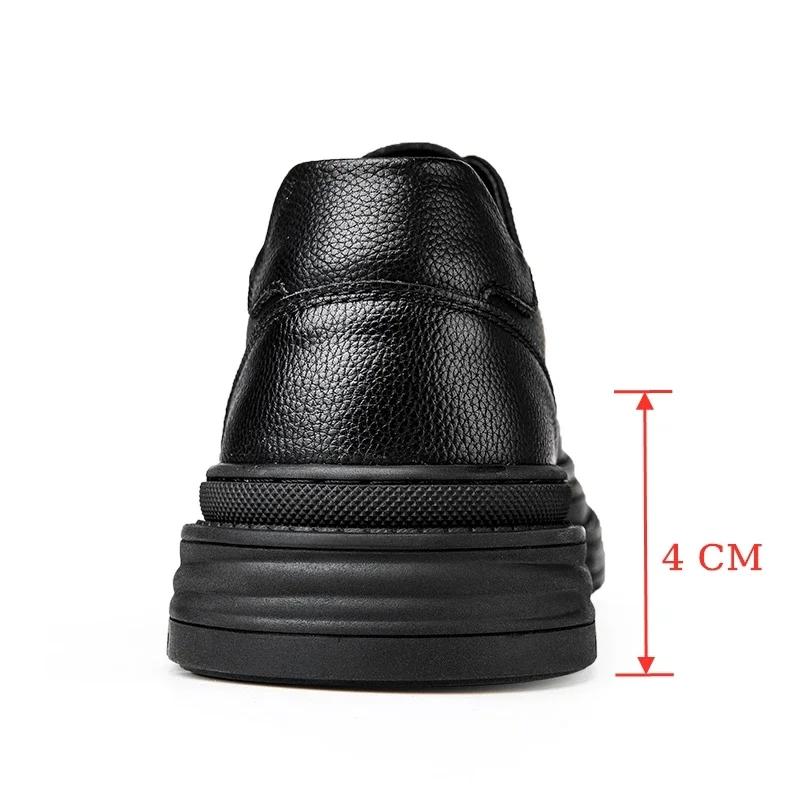 Men elevator leather shoes business dress shoes all-match comfortable increase 4cm casual shoes platform height increasing shoes