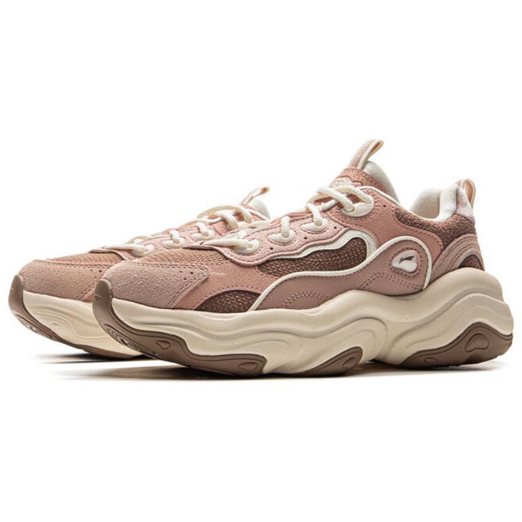 New LiNing Honey 2 Slip-Resistant Cushioning Wear-Resistant Support Low-Top Casual Shoes Women's Brown Pink AGCV002-3