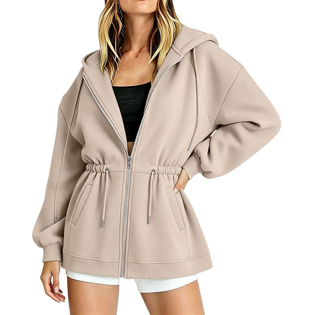 Women's Casual Long Sleeve Hooded Zip Up Sweatshirt for Everyday Wear