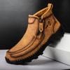Fashion Retro Style Outdoor Men's High Top Shoes Leisure Walk Leather Ankle Boots Hot Sale Motorcycle Boots Non-Slip Botas Basic Boots
