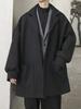 Men's Trendy Mid-Length Wool Coat - Loose Fit, High-End Single-Breasted for Autumn & Winter