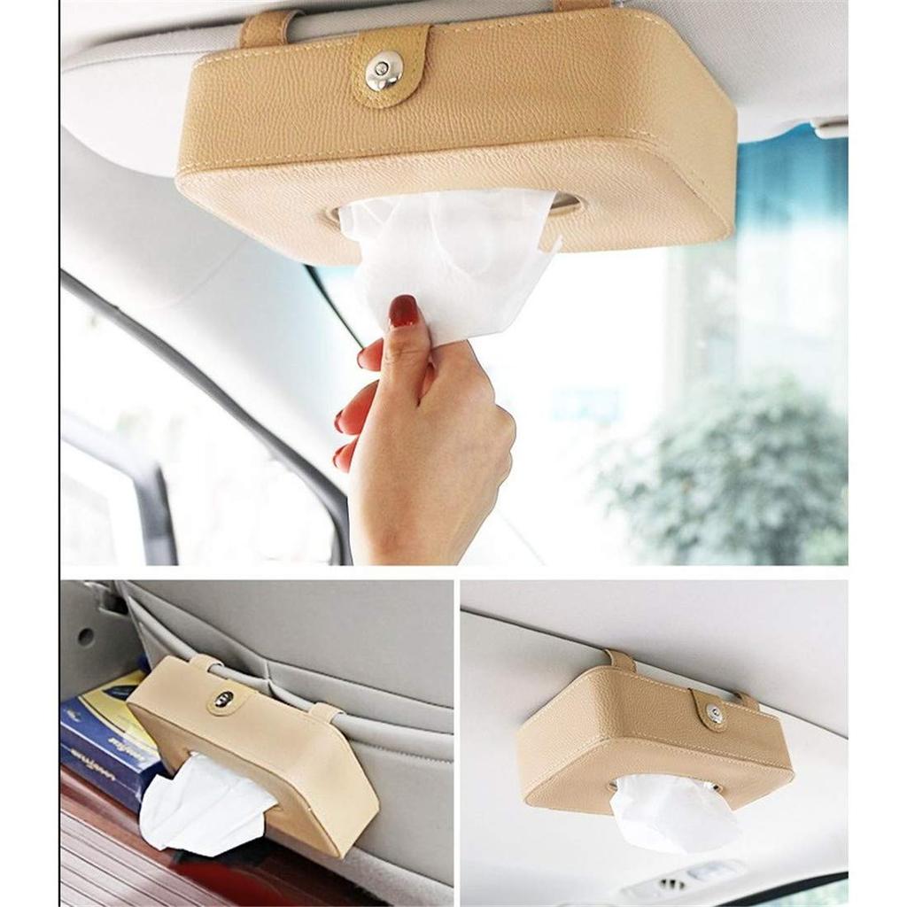 Car Tissue Sun Visor Tissue Case Card Car Eyeglass Sunglasses Easy and Set Box, Storage, + Holder, Holder, Storage, Clip-on, Convenient, Leather,