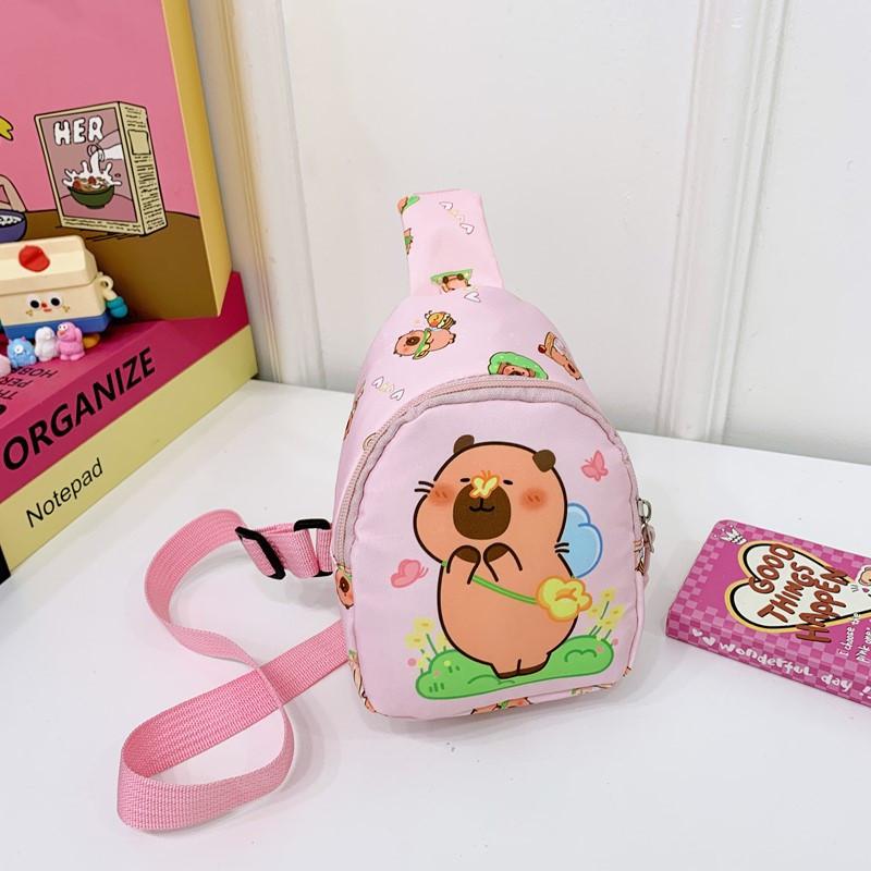 Capybara Cartoon Cute Shoulder Bag Breathable Fabric Toddlers Girl Travel Bags