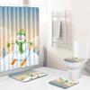 Christmas Shower Curtain Floor Mat Combination Four-Piece Set Bathroom Toilet Carpet Shower Room Mat Foot Mat