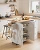 VEVOR Kitchen Island Cart with Solid Wood Top, 115 cm Width Mobile Carts with Storage Cabinet, Rolling Kitchen Table with Spice Rack, Towel Rack