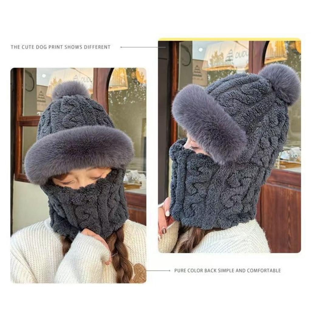 Hats, Women's Hats, Double-layered, Thickened, Cycling, Windproof Hats, Cold-proof Hats, Scarves, Warm Hats, Ear Protectors, Hats, Headscarves