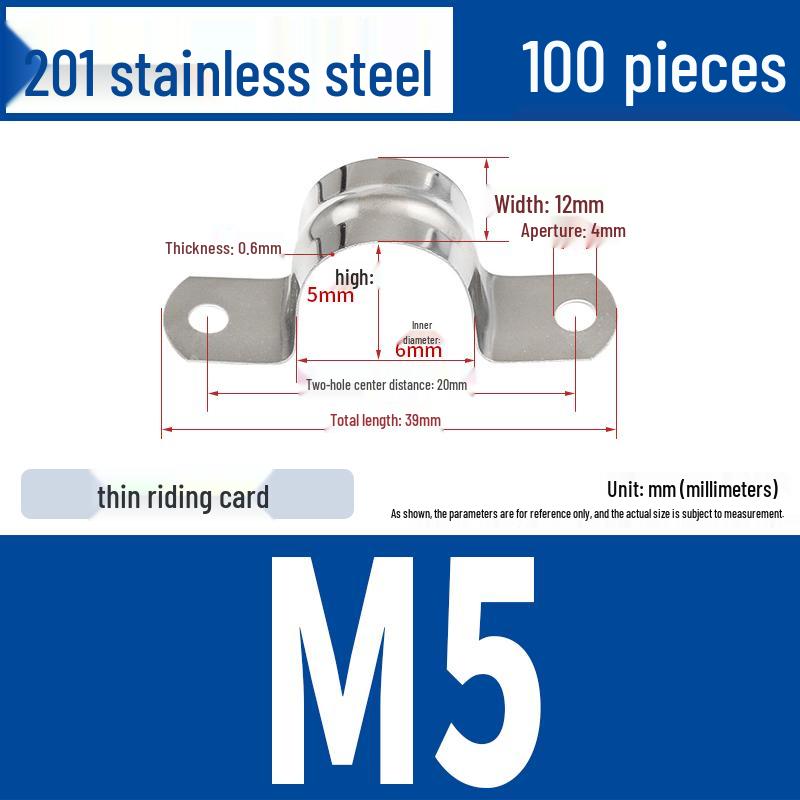 304 Stainless Steel U-Bolt Pipe Clamp Bracket - Pipe & Hose Clip Snap-on Hoop