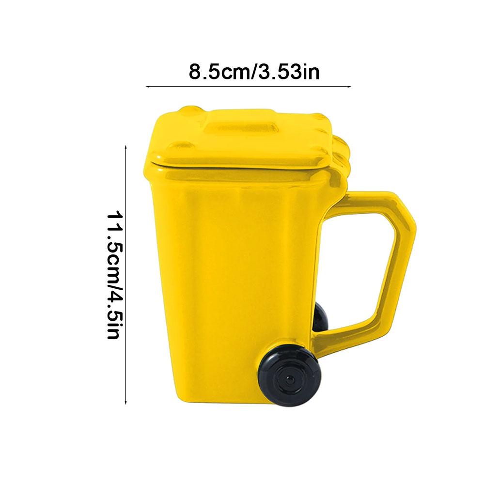 Ceramic Trash Can Shaped Mug with Lid Recycling Bin Coffee Cup Ceramic Funny Mug Gift for Friends