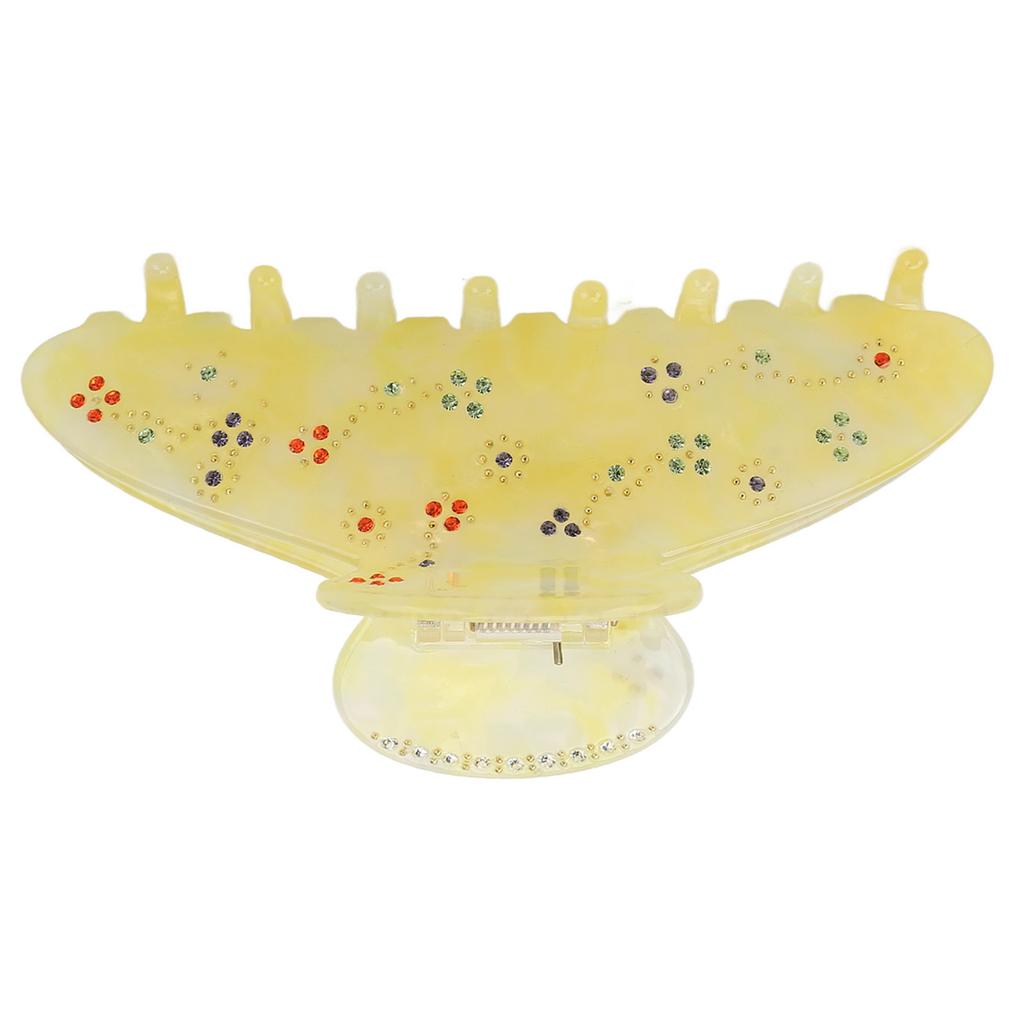 Retro Rhinestones Hair Claw Clip Women Girls Yellow Fashionable Strong Hold Jaw Clip for Thin Thick Curly Hair