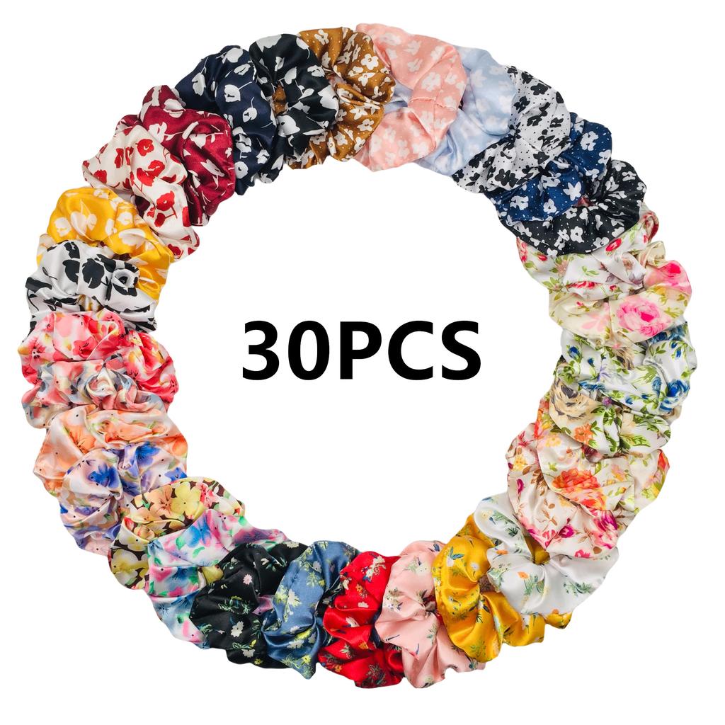 50/40/30 Stück/10 Stück Haargummis für Frauen Mädchen Plüsch Elastisches Band Gummiband Weihnachten Weihnachtsmann Accessoires Flauschiger Kunstpelz Satin