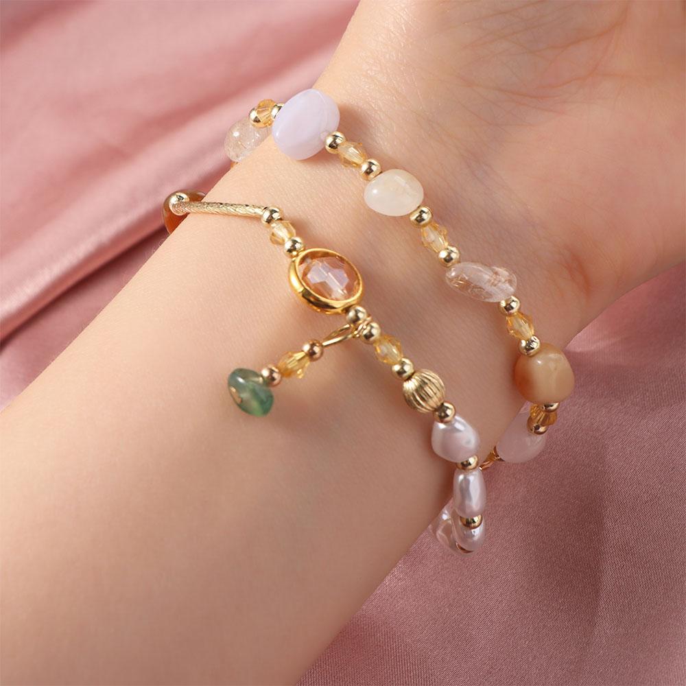 Jewelry Double-Layer Pearl Bracelet Bangle Bead String Bracelet Crystal Beaded Bracelet  Gifts