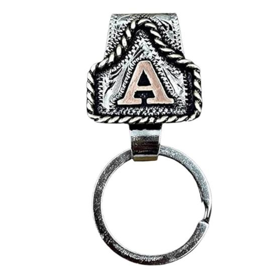 Vintage Letter Keychain Western Cowboy Style A to Z 26 Capital Letters Key Ring Metal Alphabet Key Holder Belt Bag Hanging Decoration Pendant