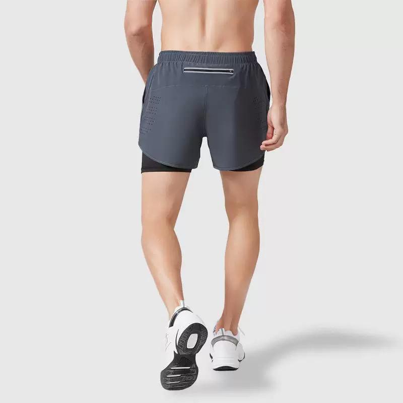 Men's Running Shorts Professional Marathon Track and Field Three-Quarter Length Quick-Dry Inner Lining Pants Sports Two-In-One Design with Phone