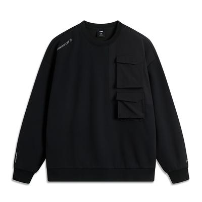 Li Ning Outdoor Series CF Waterafstotend Effen Kleur Ronde Hals Comfortabel Ademend Veelzijdig Casual Fleece Warm Sweatshirt AWDU955-4