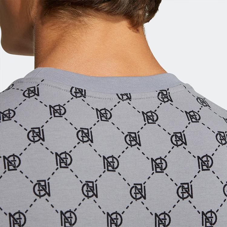 Adidas Neo Patterned Round Neck Athletic Casual T-shirt Men Tops Light-Grey IA6414