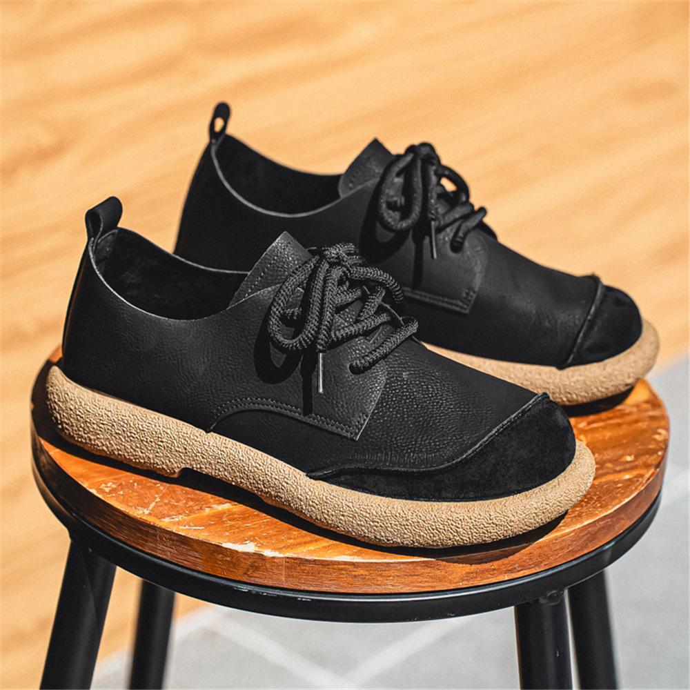 Casual leather shoes, low-top wear-resistant, matte leather, large shoe size, soft surface leather, new winter models.