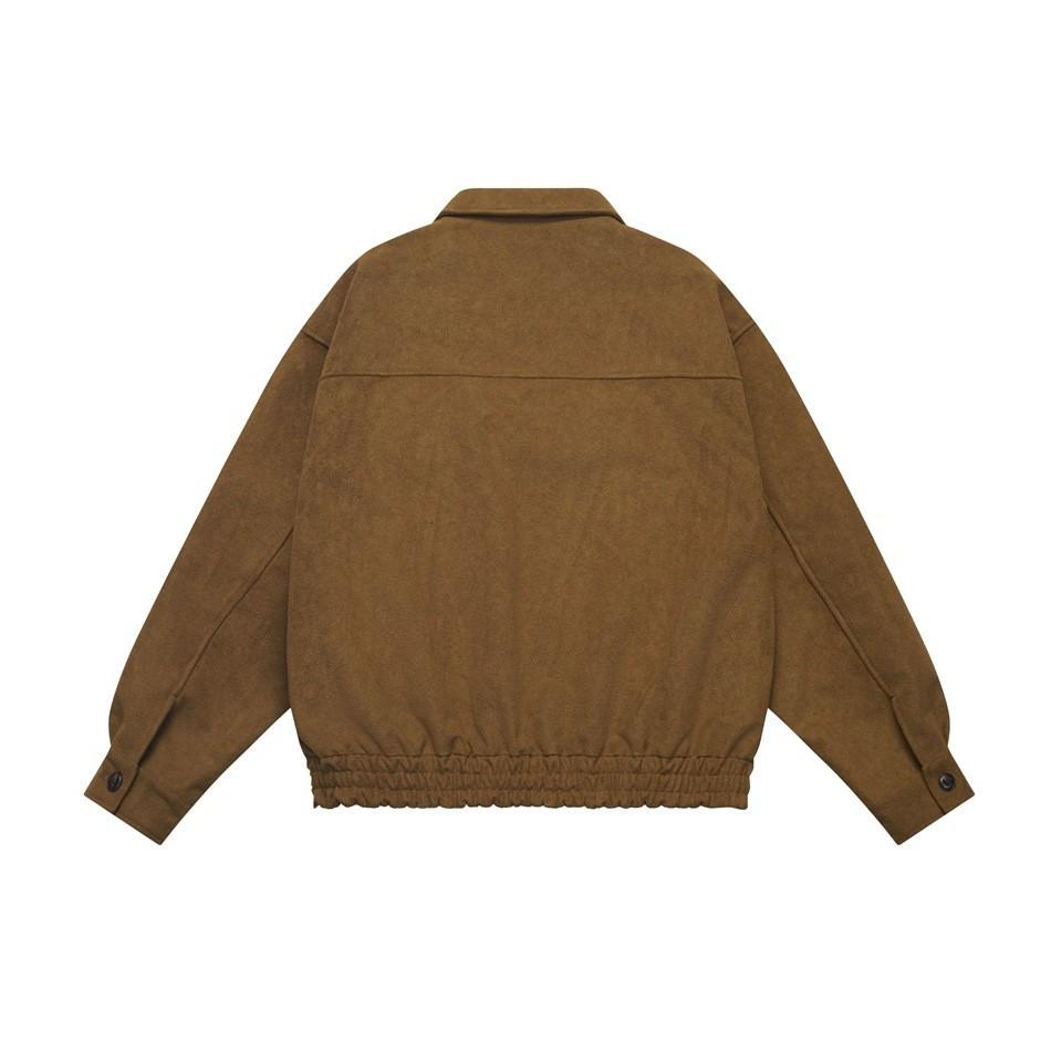FEE THE END Men's Retro Suede Workwear Jacket - Loose Lapel Silhouette