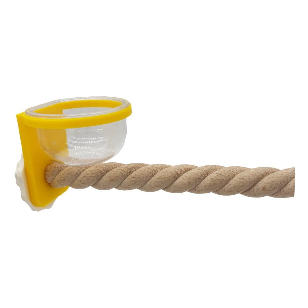 

Wear-resistant Bird Cage Feeder Interactive Paw Grinding Bird Feeding Cup Non-slip Parrot Wood Perch Pet Bird Supplies жовтий