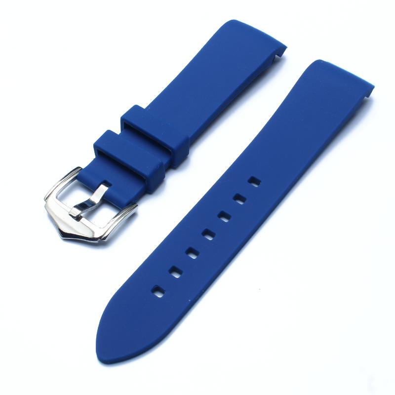 

Curved End Rubber Watch Strap 18mm 20mm 22mm For Omega Seiko Tissot Tudor Silicone Waterproof Sports Watchband Bracelet 22mm синій