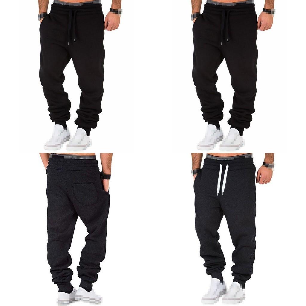 Calças de Moletom Jogger Masculinas em Mistura de Algodão Com Cintura Elástica e Cordão Ajustável