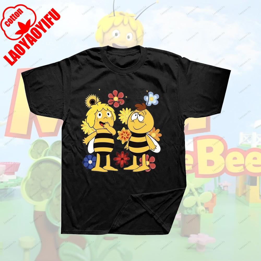 Maya The Bee Movie Cartoon Character T-shirts Maya The Bee Movie Kawaii Cartoons T Shirt Summer Breathable Camisetas