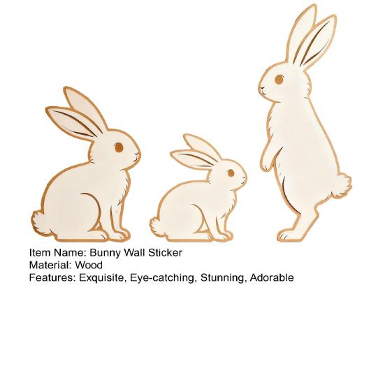 3 Stück Niedlicher Hase Wandaufkleber Cartoon Osterhase Wandsticker Holz Wandbilder Hase Wand