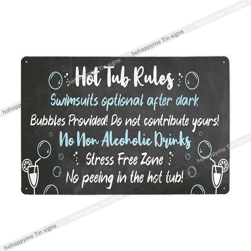 Funny Hot Tub Welcome Metal Sign (20x30cm) | Vintage | Beach/Bathroom/Bar Decor