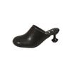 Fashion Elegant Women Slippers Fad Mid Heels Leather Flip Flops Mule Shoes 2025 Summer Designer Dress Tongs Femme Sling Women's Shoes
