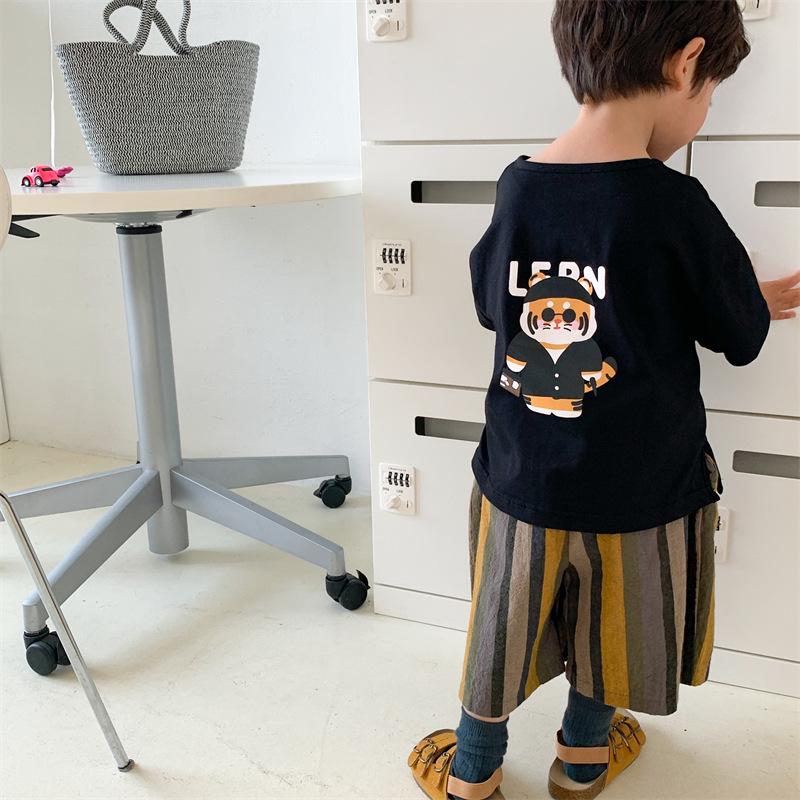 Summer 2025 Tiger Print Short Sleeve Top for Kids – Fashionable Unisex Design