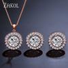 ZAKOL Nigerian Round Cubic Zirconia Wedding Jewelry Sets for Women Classic Micro Inlay Crystal Bridal Earrings Necklace Set