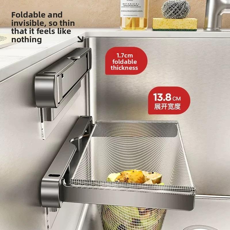 Foldable Kitchen Sink Filter Rack for Kitchen Waste, Leftover Food, Leftovers, Dishwashing Basin Water Garbage Draining Basket
