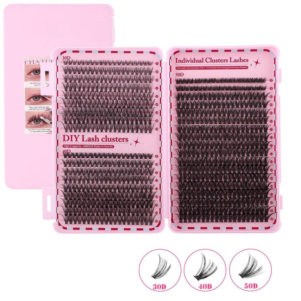 640 Cluster Einzelne Falsche Wimpern - DIY Segmente mit Buchkleber-Typ