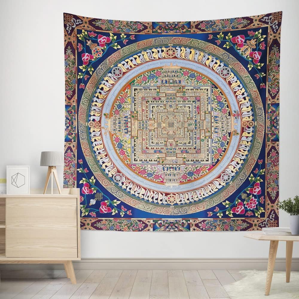 Tapestry Traditional Tibetan Kalachakra Mandala Hand-painted Thangka 75x100