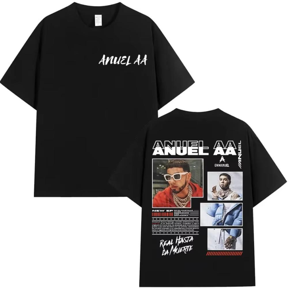 Rap Singer Anuel AA Real Hasta La Muerte Tour 2026 New Album Summer Unisexs Womens Hip Hop Gothic Tshirt Cotton Unisexs Tshirt