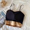 Retro Hong Kong Style Women's Slim Leather Suspender Vest with Fixed Cup