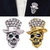 Unique Sparkling Pin Skull Clothing Jewelry with Artificial Crystal Skull Badge Suitable for Daily Wear Special Occasion