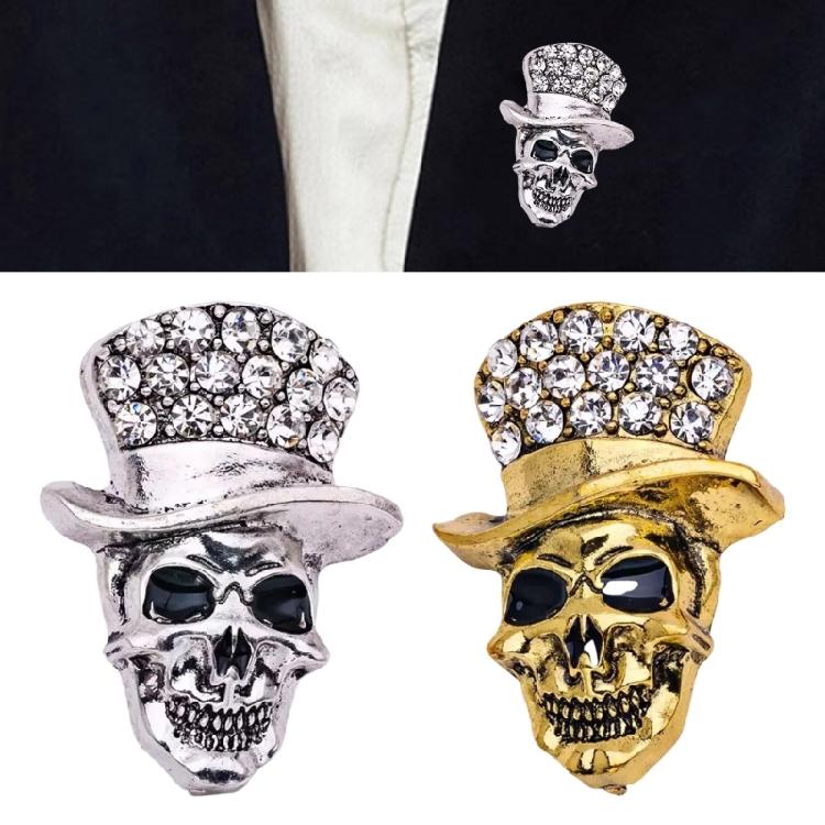 Unique Sparkling Pin Skull Clothing Jewelry with Artificial Crystal Skull Badge Suitable for Daily Wear Special Occasion