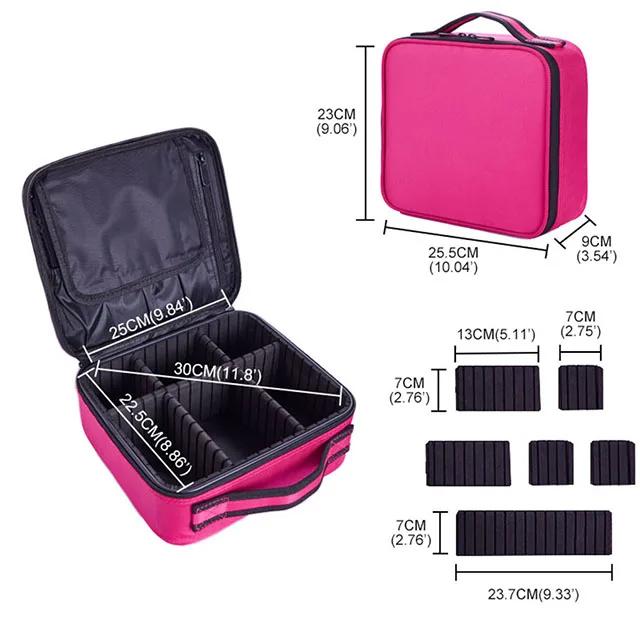 

Women Waterproof Makeup Case Professional Beauty Nail Art Tool Cosmetic Storage Cases Lipstick Eyebrow Pencil Brush Makeup Bag рожевий червоний колір