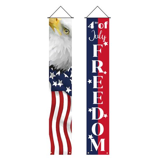 4th of July Patriotic Door Banners Outdoor Patriotic American Flag Hanging Porch
