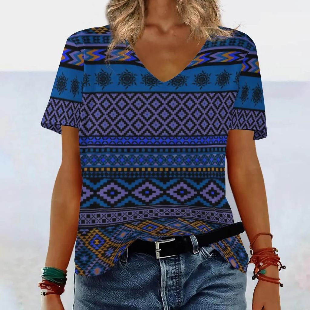 Summer New Women's Clothing Slimming Loose 3D Women's Short Sleeved Ethnic Style T-shirt