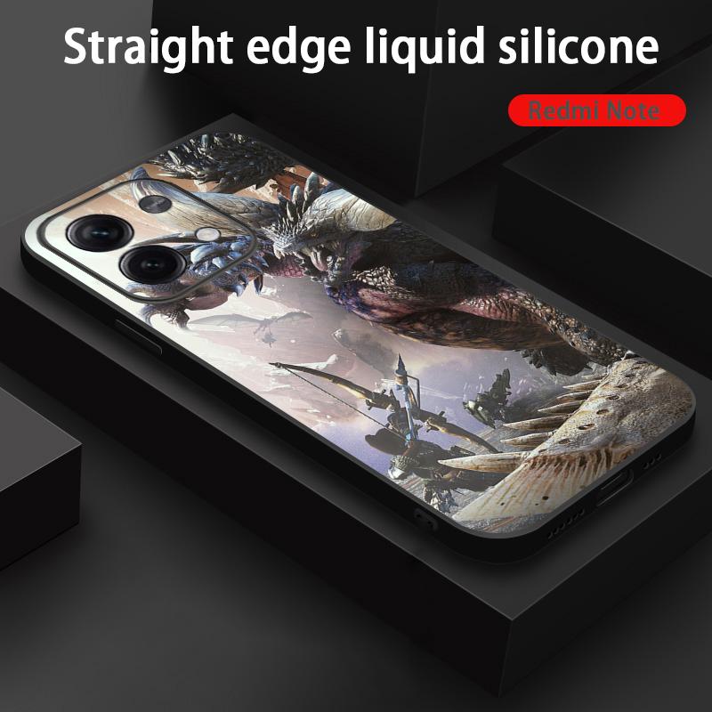 Monster Hunter Game Logo Design Phone Case For Redmi Note 14 13 12 11 Pro Plus S 5G 14C A3 Soft Black Phone Cover
