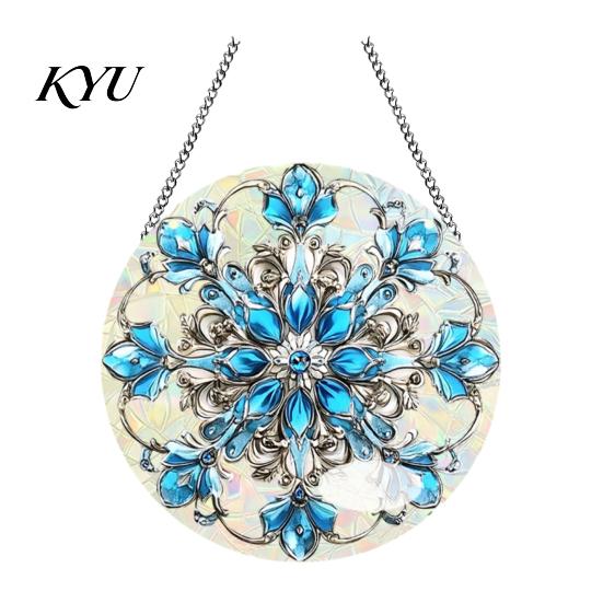 Transparent Christmas Tree Ornaments 2D Acrylic Hanging Ornaments, Stained Glass Style Snowman Santa Snowflake Indoor Party Supplies Window