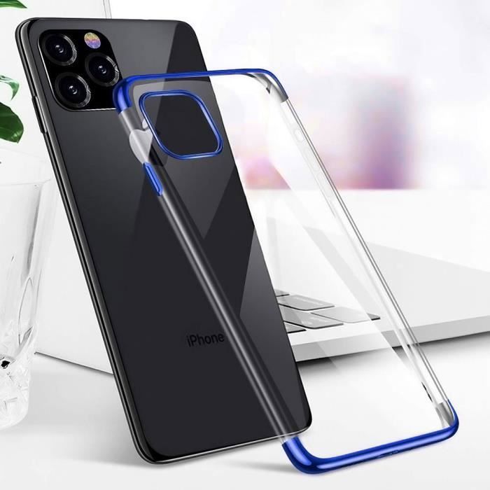 Coque de Protection - PROSHOP - iPhone 12 Pro Max - Souple - Gel Silicone - Chromé Bleu
